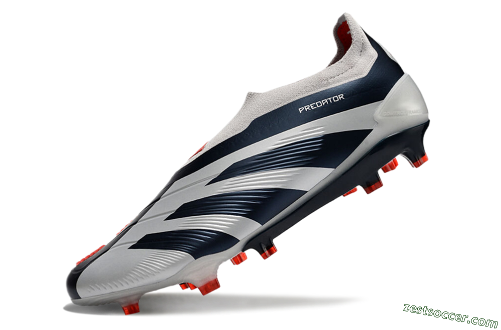 Adidas Predator Accuracy+ Laceless FG Low-Tops Soccer Cleats - Silver/Blue/Red 5
