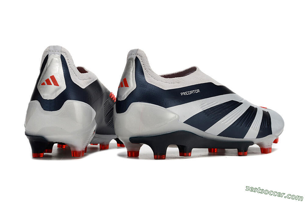 Adidas Predator Accuracy+ Laceless FG Low-Tops Soccer Cleats - Silver/Blue/Red 6