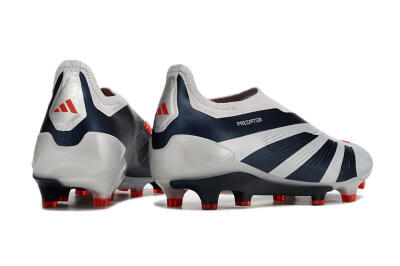Adidas Predator Accuracy+ Laceless FG Low-Tops Soccer Cleats - Silver/Blue/Red