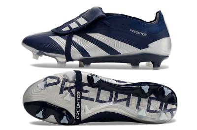 Adidas Predator Elite Foldover Tongue FG Low-Tops Soccer Cleats - Blue/White/Silver