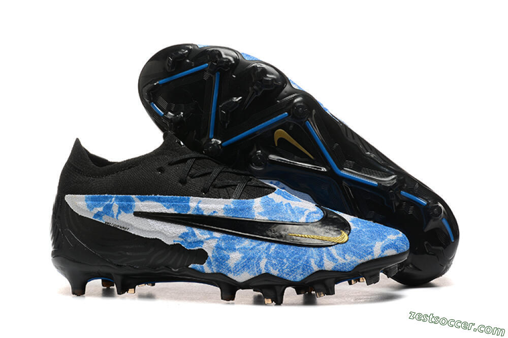 Nike Phantom GX Elite FG Low-Tops Soccer Cleats - Blue/Grey/Black/Gold 0
