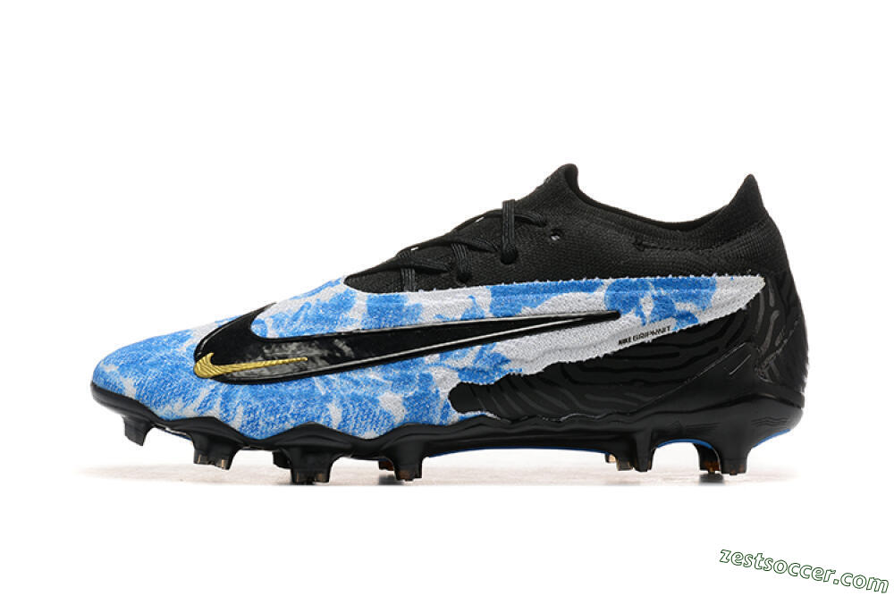 Nike Phantom GX Elite FG Low-Tops Soccer Cleats - Blue/Grey/Black/Gold 2