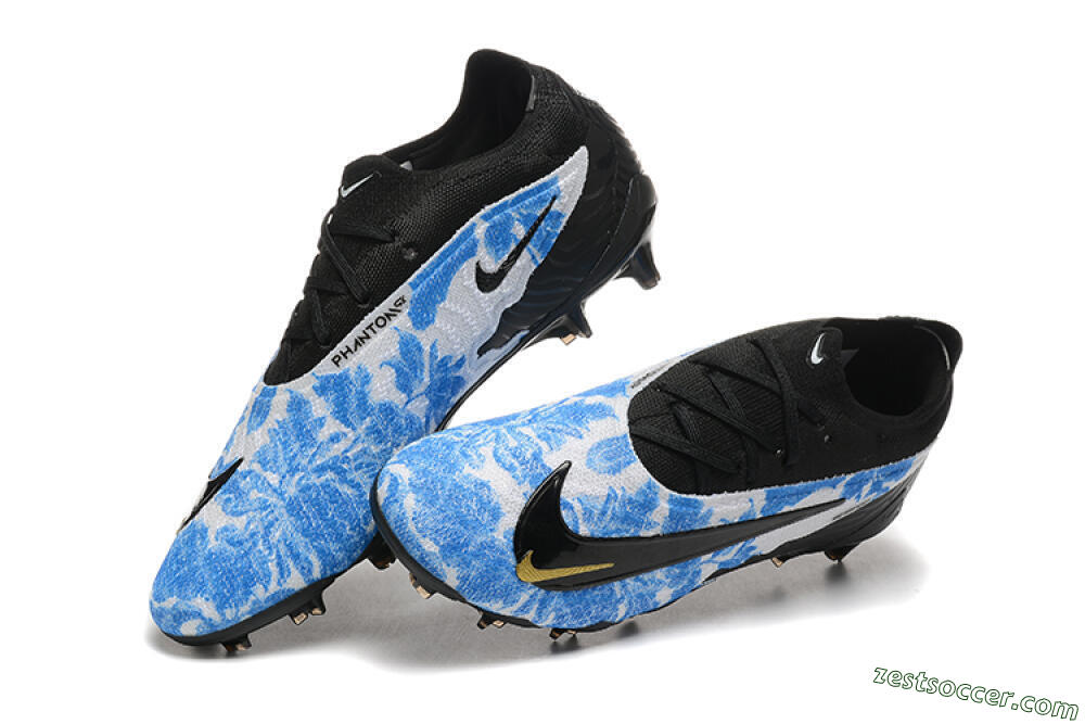 Nike Phantom GX Elite FG Low-Tops Soccer Cleats - Blue/Grey/Black/Gold 6