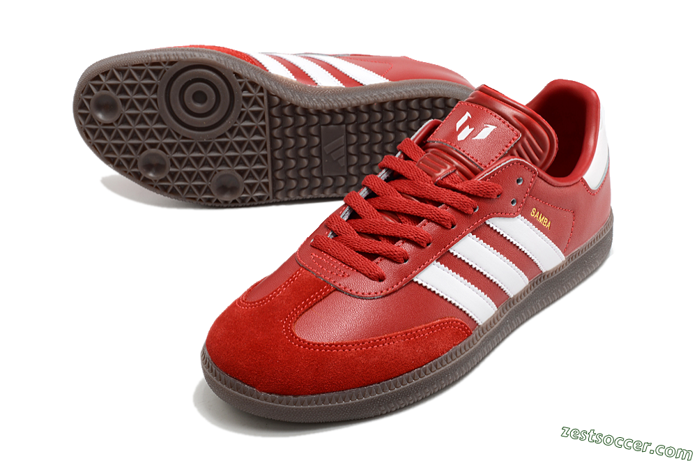 Adidas Samba Messi Indoor TF Low-Tops Soccer Shoes - Red/White/Brown 3