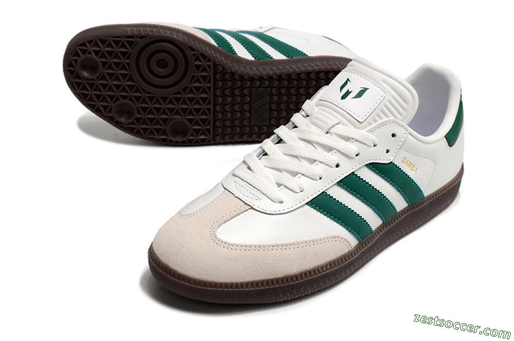 Adidas Samba Messi Indoor TF Low-Tops Soccer Shoes - Grey/White/Green 3