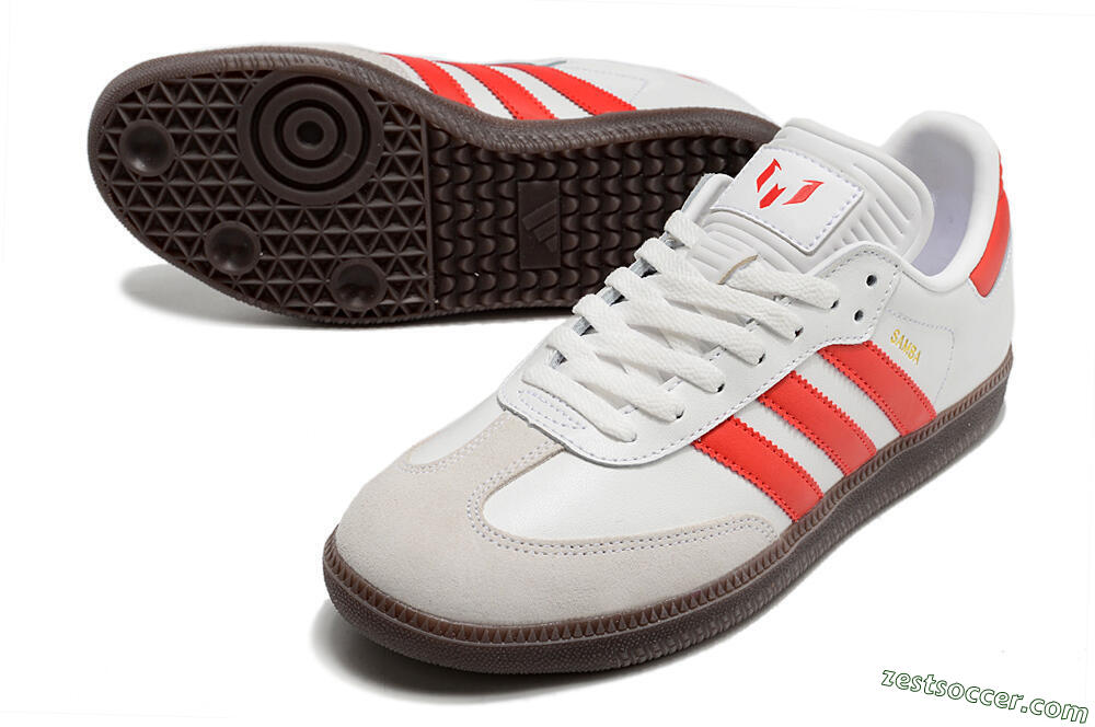 Adidas Samba Messi Indoor TF Low-Tops Soccer Shoes - Grey/White/Red 3