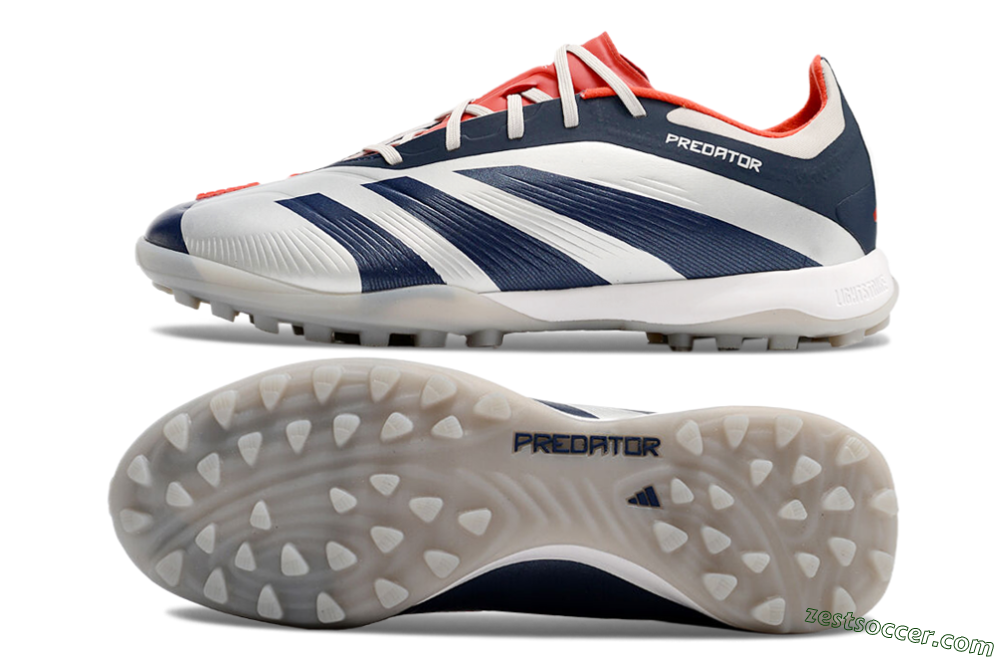 Adidas Predator 24 Elite TF Low-Tops Soccer Shoes - White/Blue/Red 1