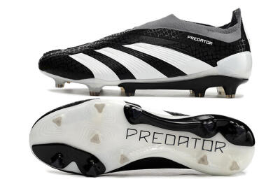 Adidas Predator Accuracy+ Laceless FG Low-Tops Soccer Cleats - Black/White/Grey