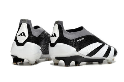 Adidas Predator Accuracy+ Laceless FG Low-Tops Soccer Cleats - Black/White/Grey