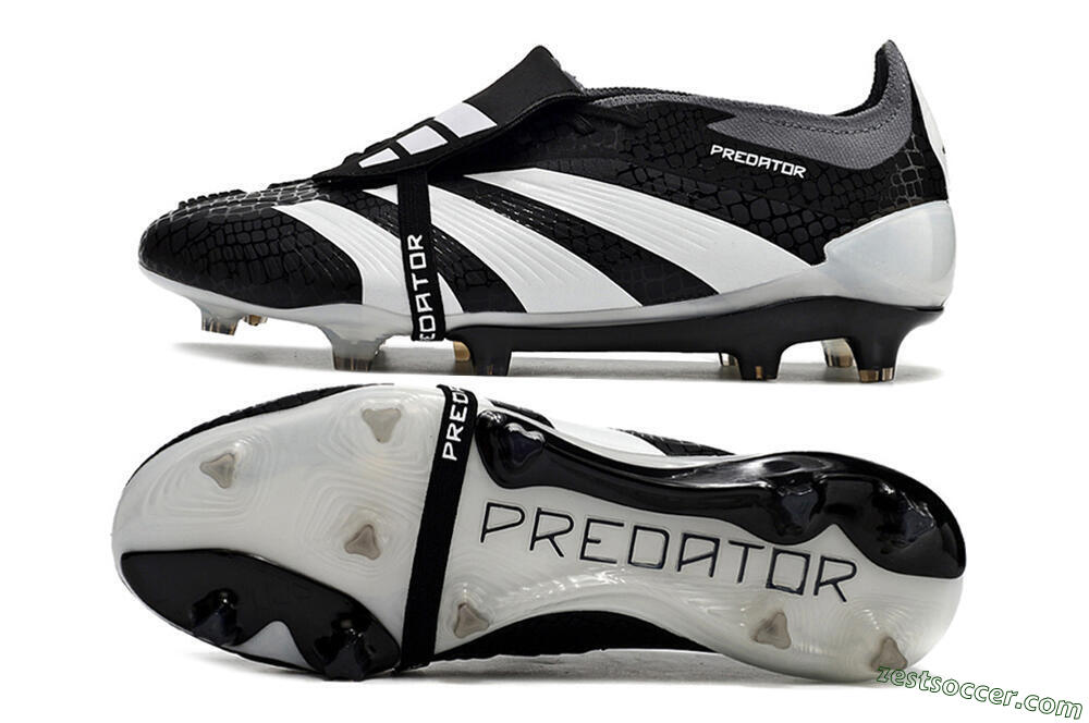 Adidas Predator Elite Foldover Tongue FG Low-Tops Soccer Cleats - Black/White/Grey 1