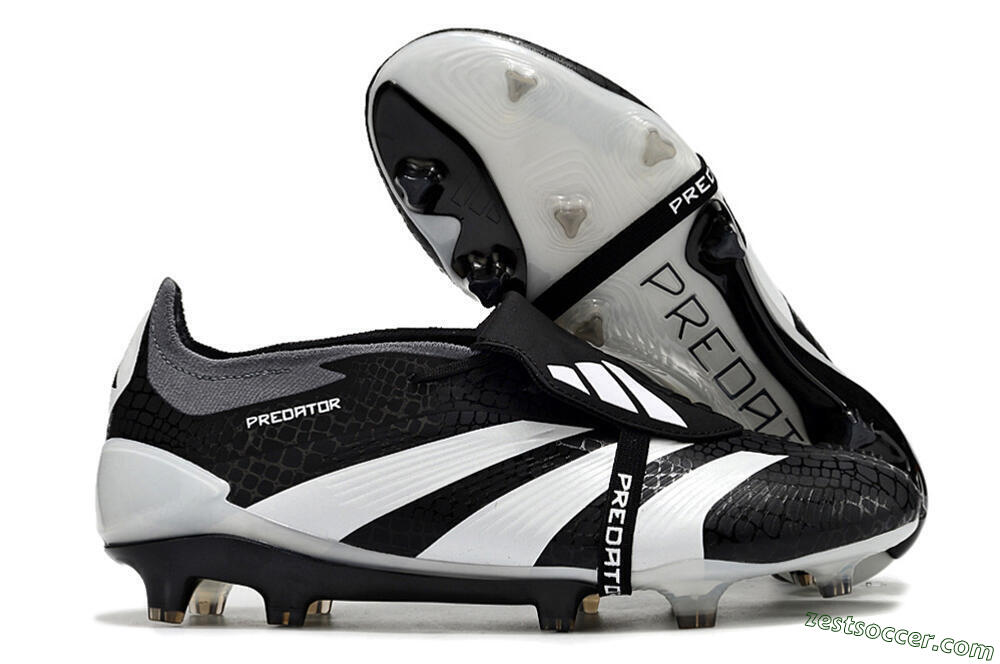 Adidas Predator Elite Foldover Tongue FG Low-Tops Soccer Cleats - Black/White/Grey 0