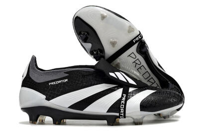 Adidas Predator Elite Foldover Tongue FG Low-Tops Soccer Cleats - Black/White/Grey