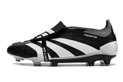Adidas Predator Elite Foldover Tongue FG Low-Tops Soccer Cleats - Black/White/Grey