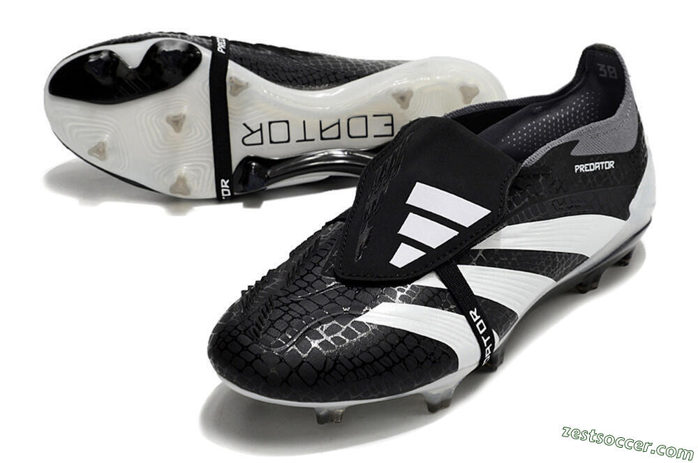 Adidas Predator Elite Foldover Tongue FG Low-Tops Soccer Cleats - Black/White/Grey 3