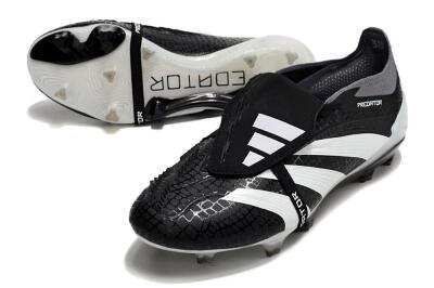Adidas Predator Elite Foldover Tongue FG Low-Tops Soccer Cleats - Black/White/Grey