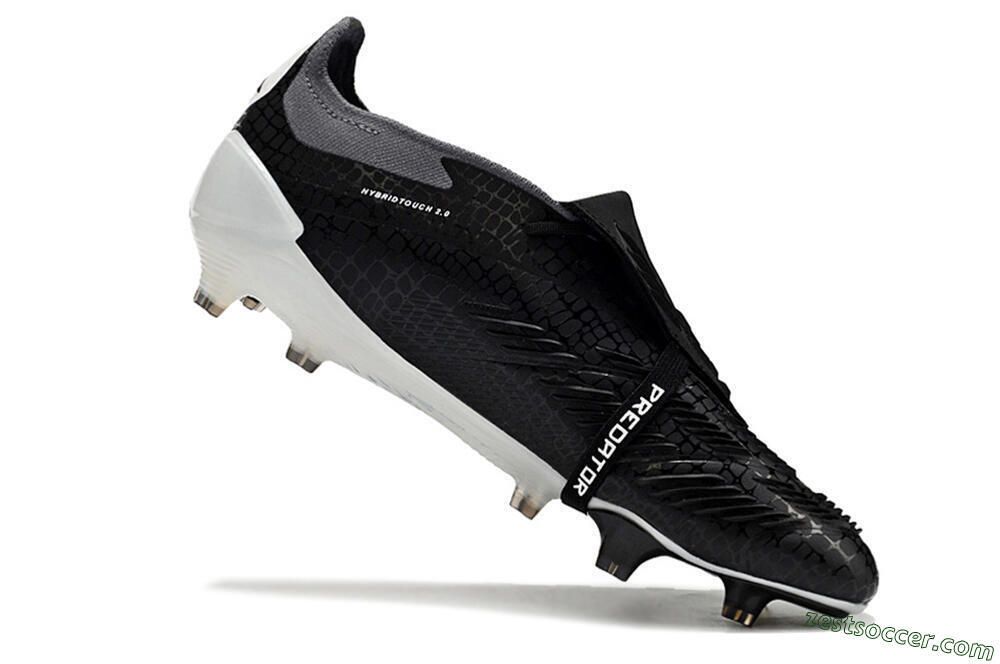 Adidas Predator Elite Foldover Tongue FG Low-Tops Soccer Cleats - Black/White/Grey 4