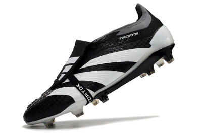 Adidas Predator Elite Foldover Tongue FG Low-Tops Soccer Cleats - Black/White/Grey