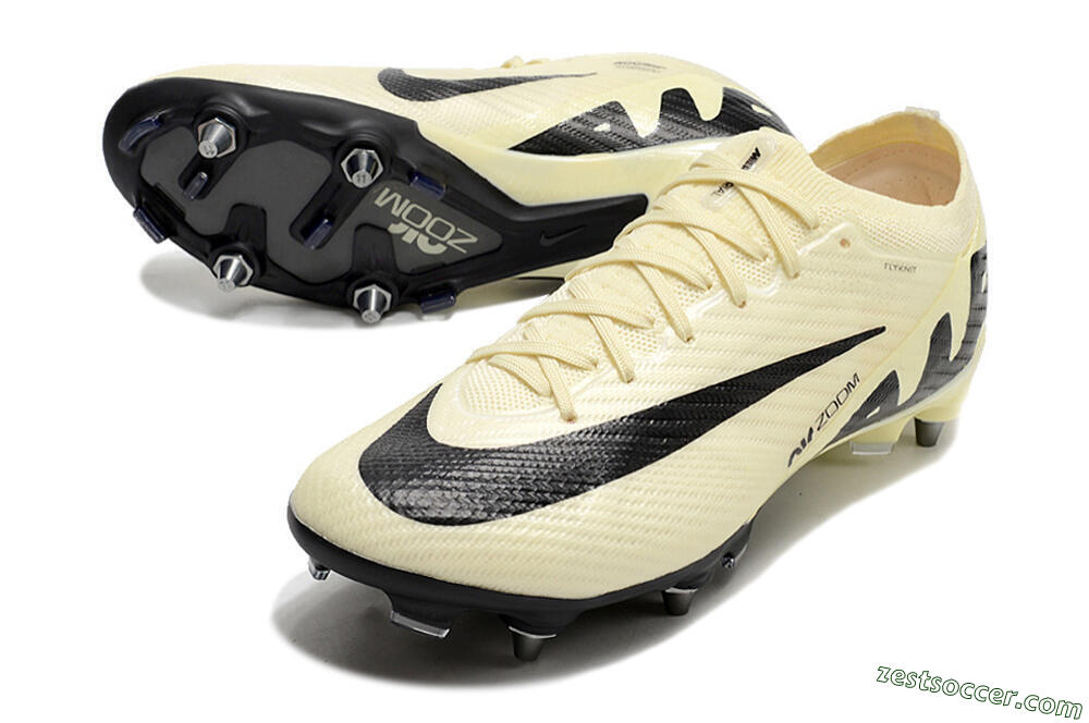 Nike Air Zoom Mercurial Vapor 15 Elite SG Low-Tops Soccer Cleats - Beige/Black 3