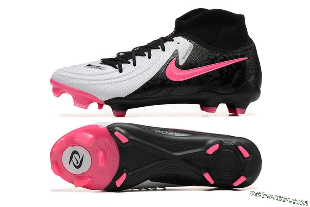 Nike Phantom Luna Elite FG High-Tops Soccer Cleats - White/Black/Pink 1