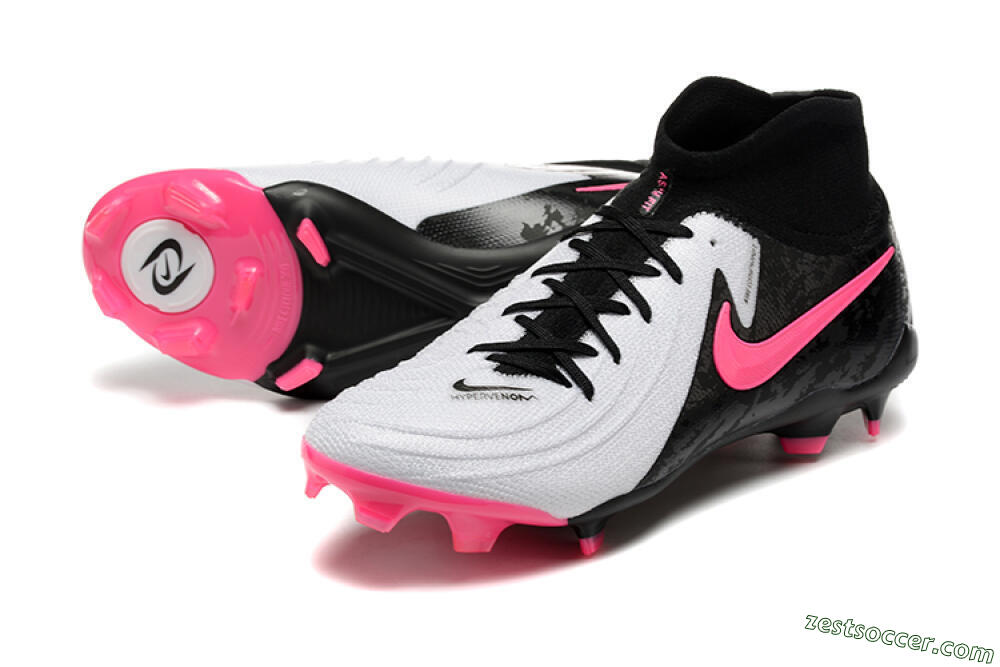 Nike Phantom Luna Elite FG High-Tops Soccer Cleats - White/Black/Pink 3