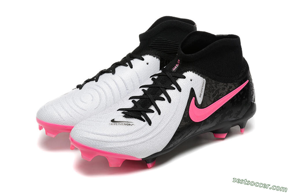 Nike Phantom Luna Elite FG High-Tops Soccer Cleats - White/Black/Pink 5