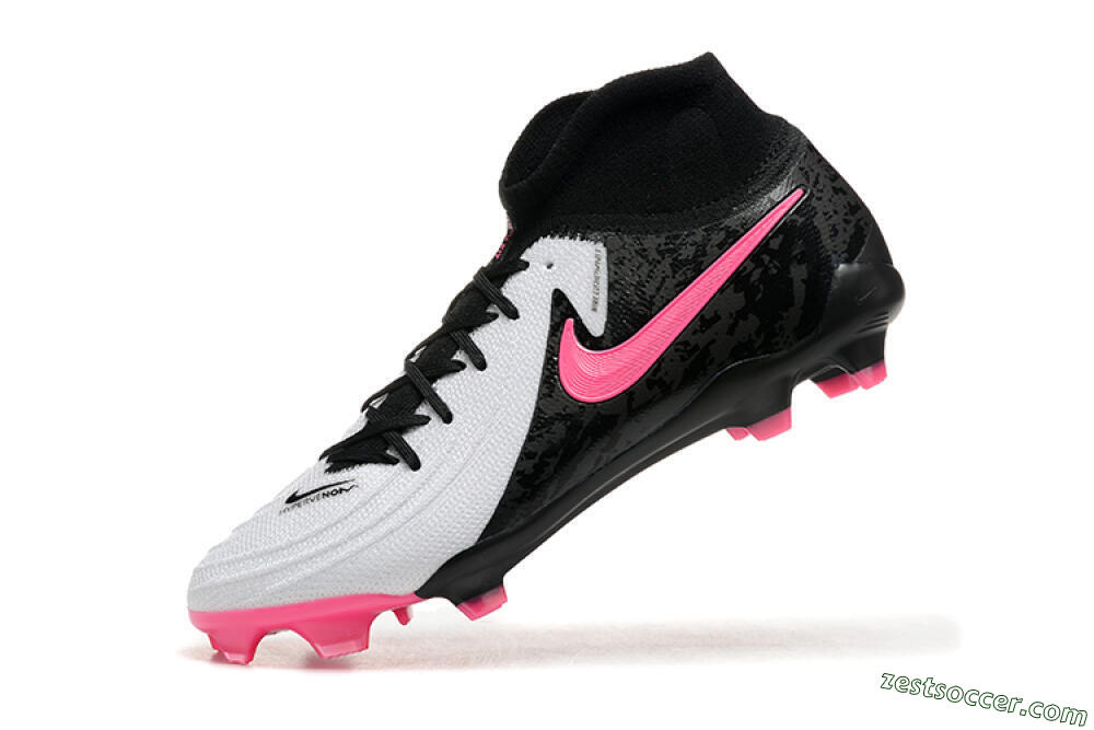 Nike Phantom Luna Elite FG High-Tops Soccer Cleats - White/Black/Pink 8