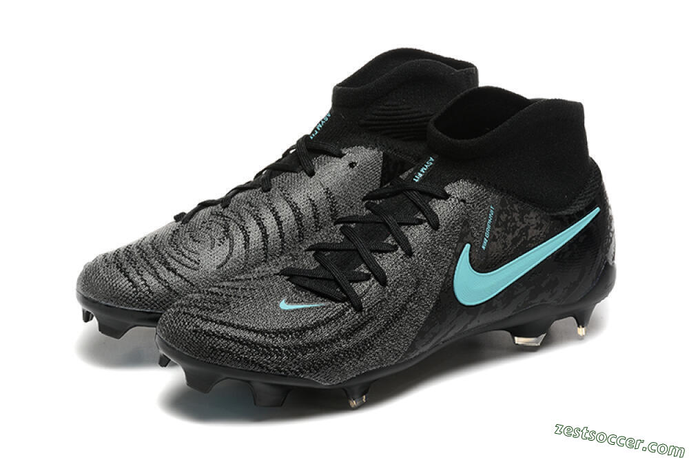 Nike Phantom Luna Elite FG High-Tops Soccer Cleats - Grey/Black/Jade 5