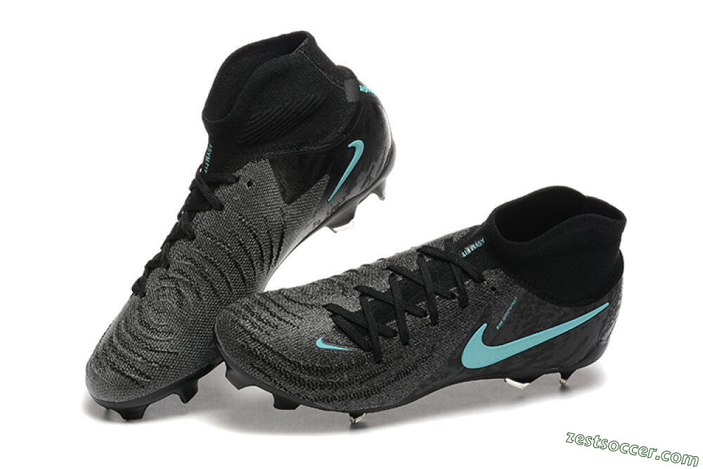 Nike Phantom Luna Elite FG High-Tops Soccer Cleats - Grey/Black/Jade 6