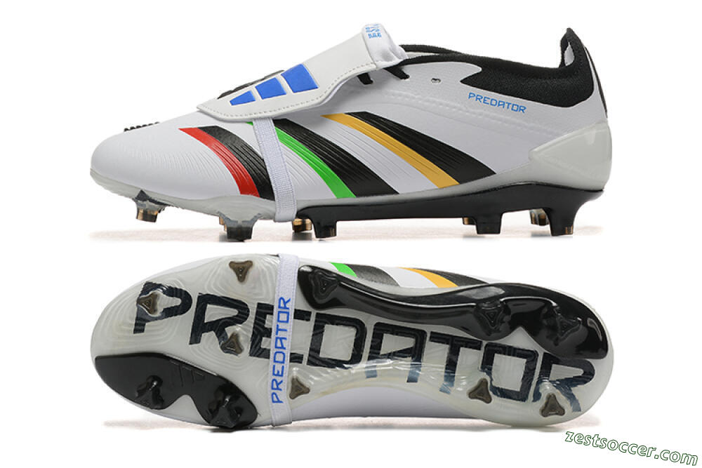 Adidas Predator Elite Foldover Tongue FG Low-Tops Soccer Cleats - White/Rainbow 1