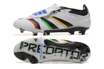 Adidas Predator Elite Foldover Tongue FG Low-Tops Soccer Cleats - White/Rainbow