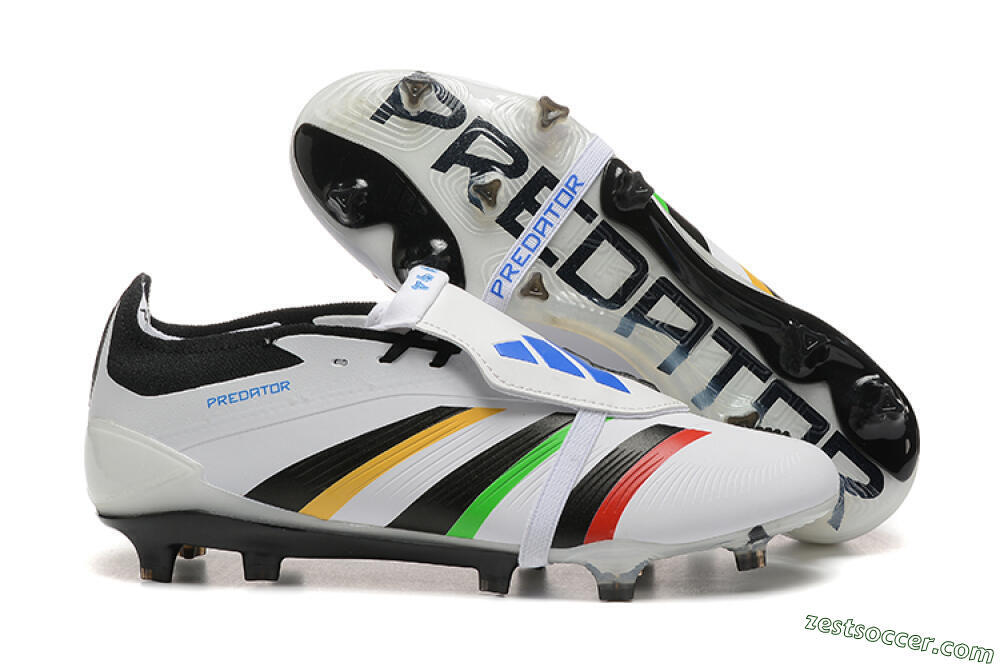 Adidas Predator Elite Foldover Tongue FG Low-Tops Soccer Cleats - White/Rainbow 0
