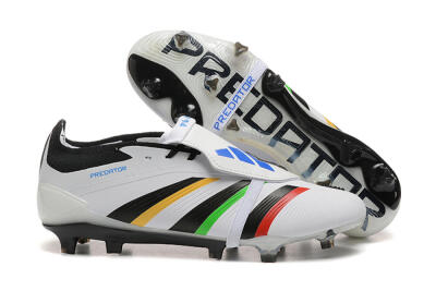 Adidas Predator Elite Foldover Tongue FG Low-Tops Soccer Cleats - White/Rainbow