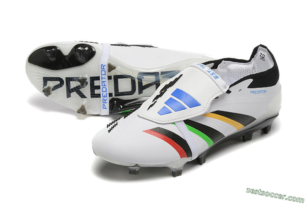 Adidas Predator Elite Foldover Tongue FG Low-Tops Soccer Cleats - White/Rainbow 3