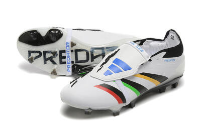 Adidas Predator Elite Foldover Tongue FG Low-Tops Soccer Cleats - White/Rainbow