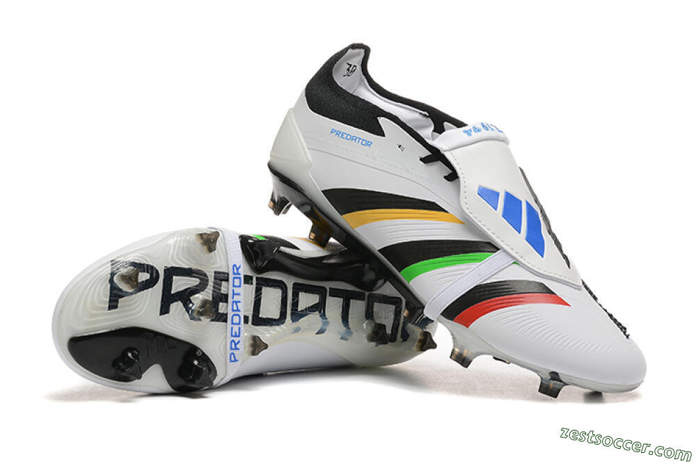 Adidas Predator Elite Foldover Tongue FG Low-Tops Soccer Cleats - White/Rainbow 4