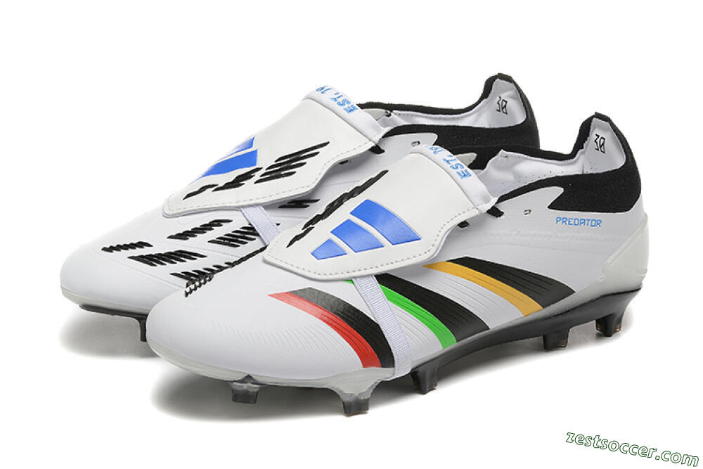 Adidas Predator Elite Foldover Tongue FG Low-Tops Soccer Cleats - White/Rainbow 5