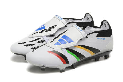 Adidas Predator Elite Foldover Tongue FG Low-Tops Soccer Cleats - White/Rainbow