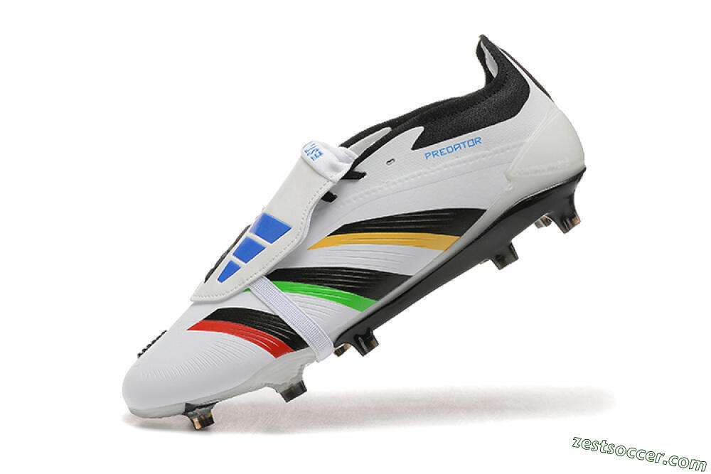 Adidas Predator Elite Foldover Tongue FG Low-Tops Soccer Cleats - White/Rainbow 8