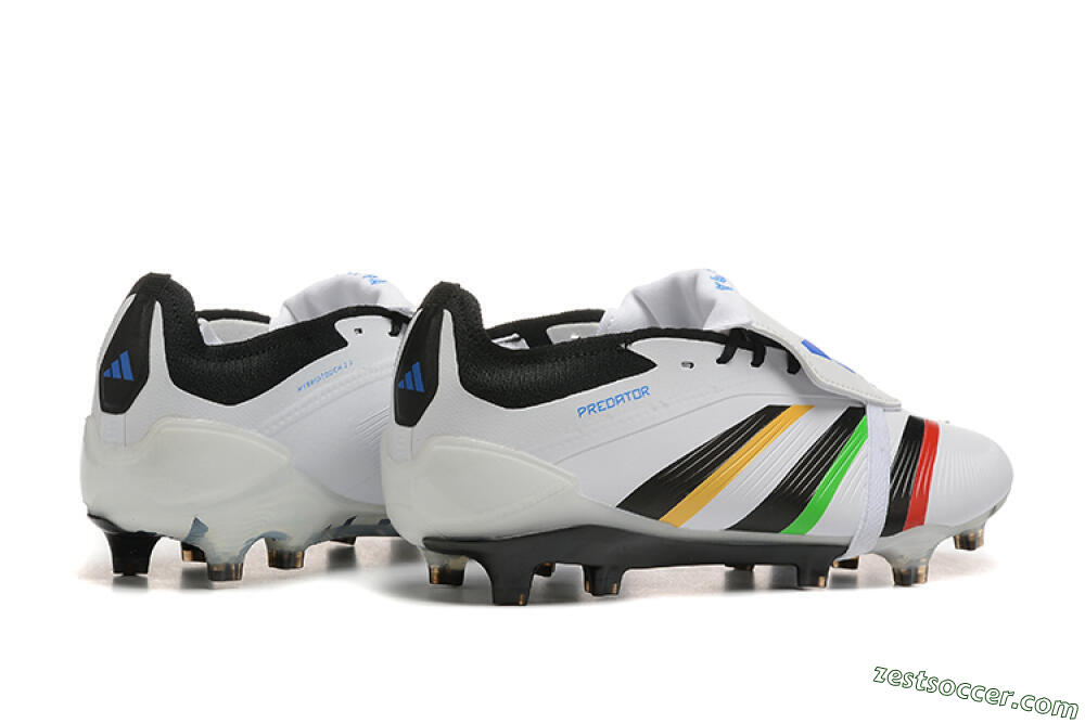 Adidas Predator Elite Foldover Tongue FG Low-Tops Soccer Cleats - White/Rainbow 9