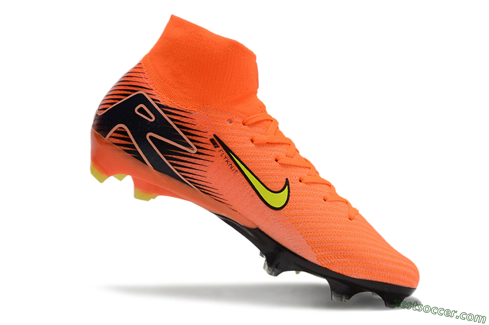 Nike Air Zoom Mercurial Superfly 10 Elite FG High-Tops Soccer Cleats - Orange/Black/Yellow 4