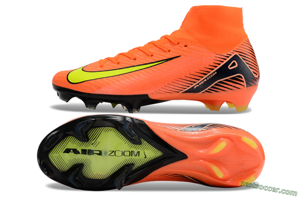Nike Air Zoom Mercurial Superfly 10 Elite FG High-Tops Soccer Cleats - Orange/Black/Yellow 1