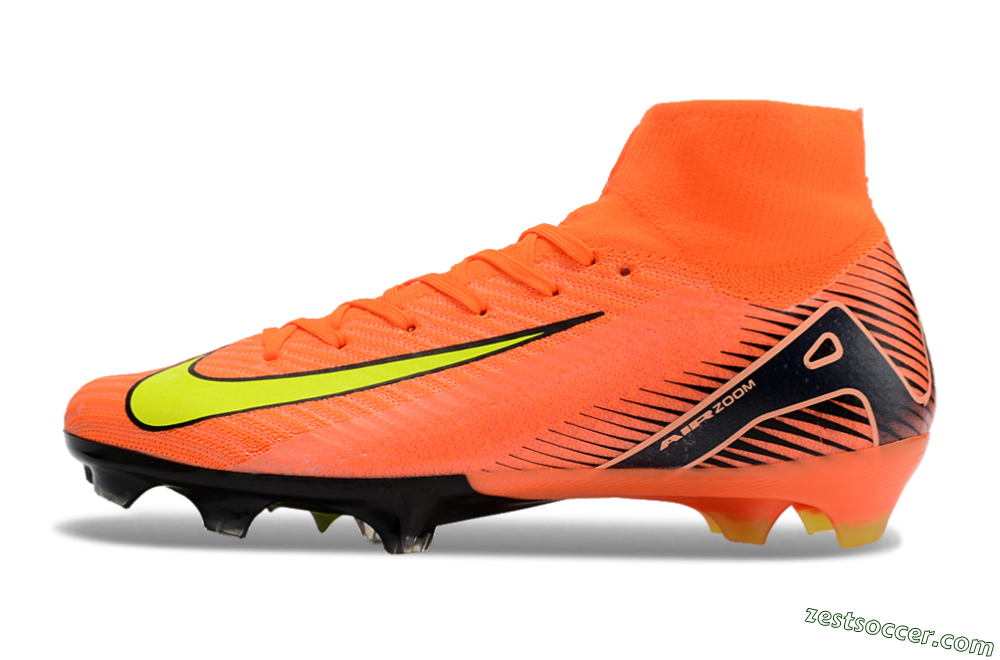 Nike Air Zoom Mercurial Superfly 10 Elite FG High-Tops Soccer Cleats - Orange/Black/Yellow 2
