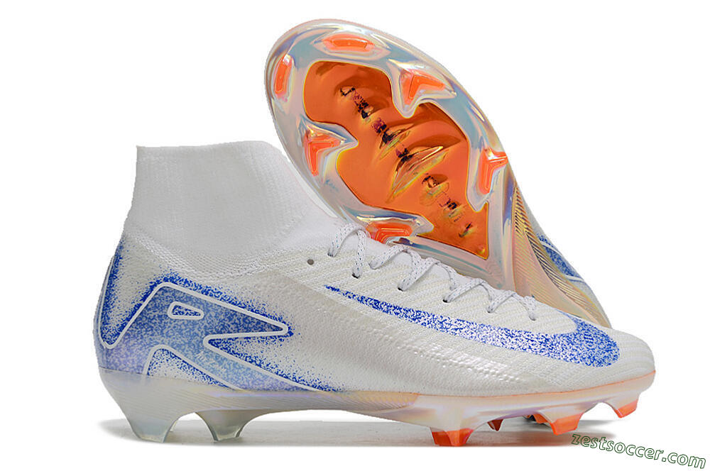 Nike Air Zoom Mercurial Superfly 10 Elite FG High-Tops Soccer Cleats - Grey/Blue/Orange 0