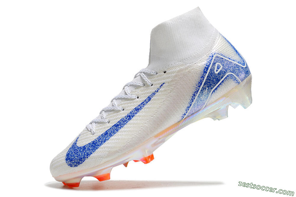 Nike Air Zoom Mercurial Superfly 10 Elite FG High-Tops Soccer Cleats - Grey/Blue/Orange 5