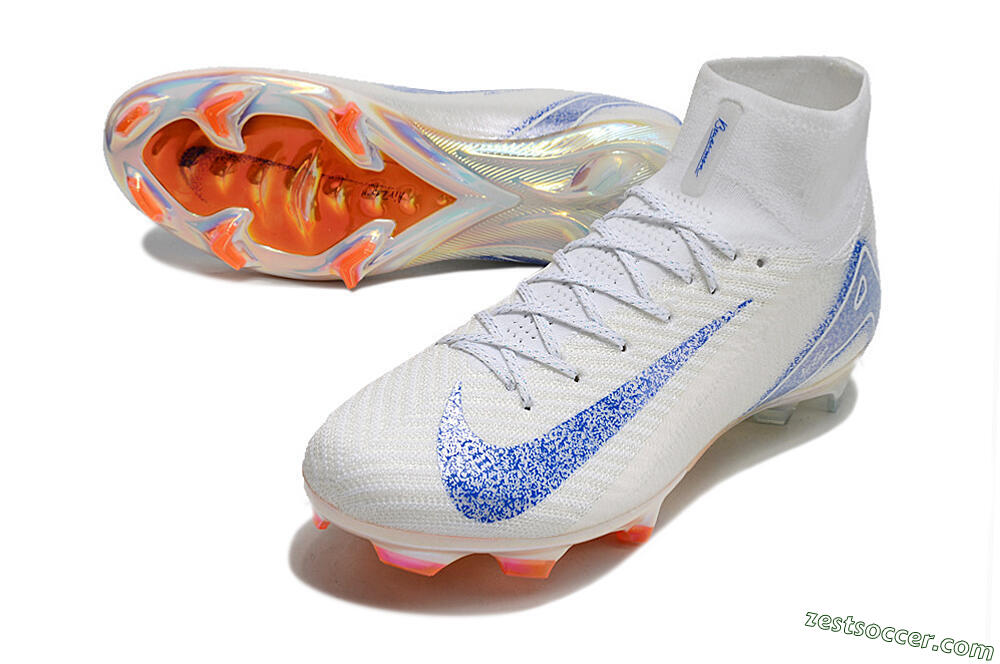 Nike Air Zoom Mercurial Superfly 10 Elite FG High-Tops Soccer Cleats - Grey/Blue/Orange 3