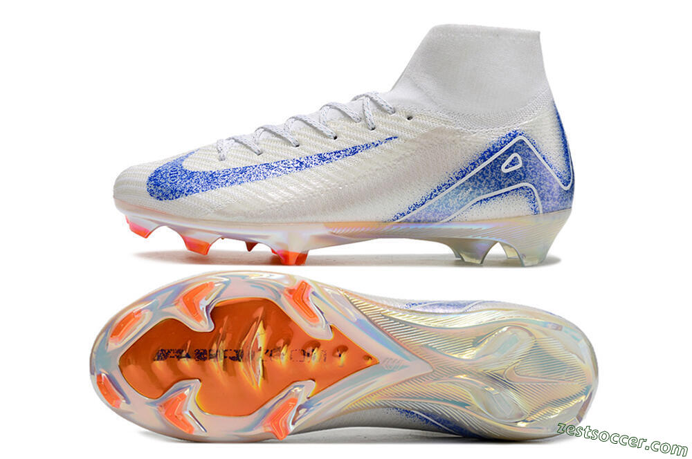 Nike Air Zoom Mercurial Superfly 10 Elite FG High-Tops Soccer Cleats - Grey/Blue/Orange 1