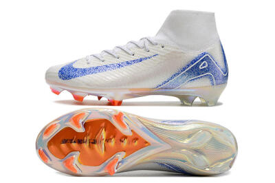 Nike Air Zoom Mercurial Superfly 10 Elite FG High-Tops Soccer Cleats - Grey/Blue/Orange