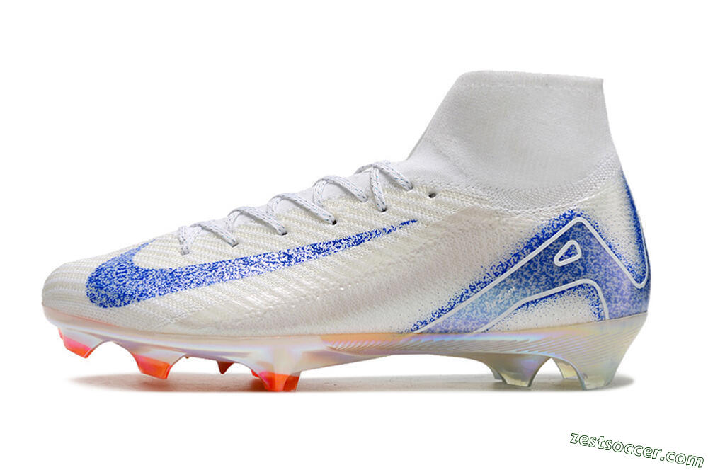 Nike Air Zoom Mercurial Superfly 10 Elite FG High-Tops Soccer Cleats - Grey/Blue/Orange 2