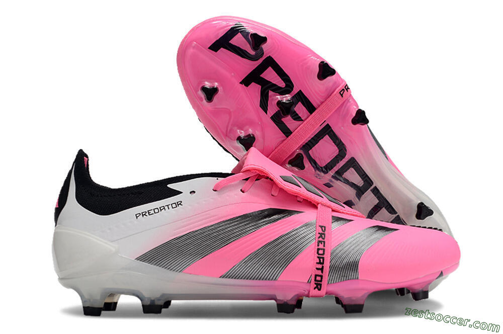 Adidas Predator Elite Foldover Tongue FG Low-Tops Soccer Cleats - Pink/Grey/White 0