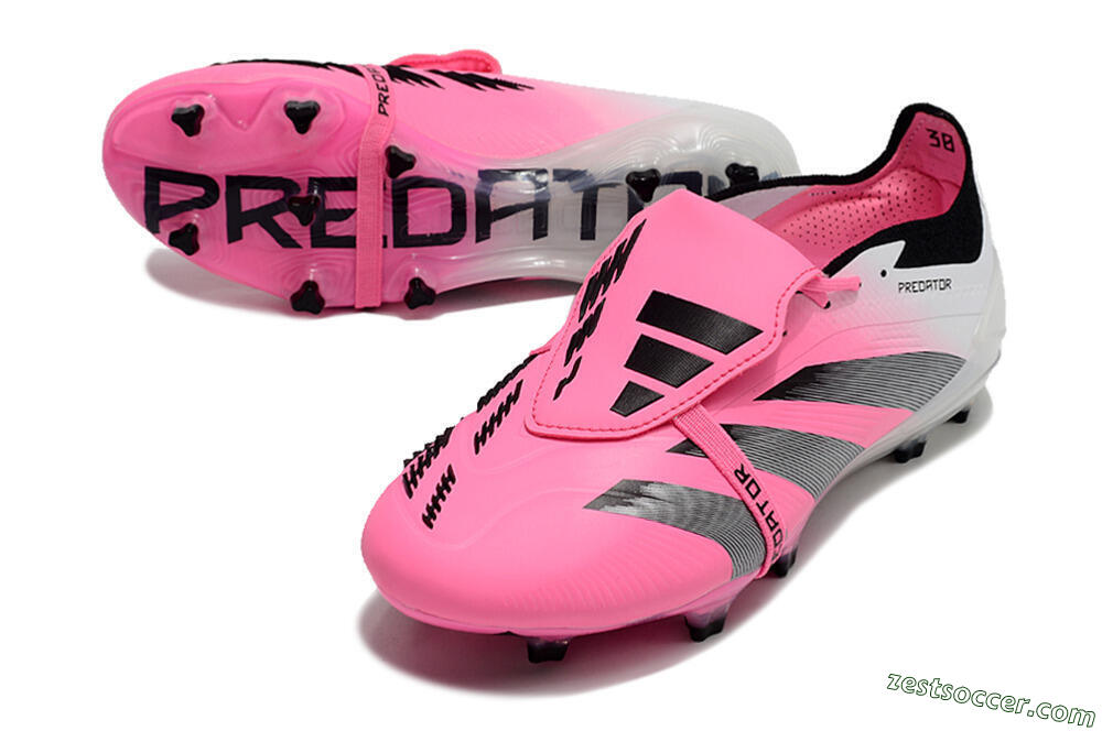 Adidas Predator Elite Foldover Tongue FG Low-Tops Soccer Cleats - Pink/Grey/White 3